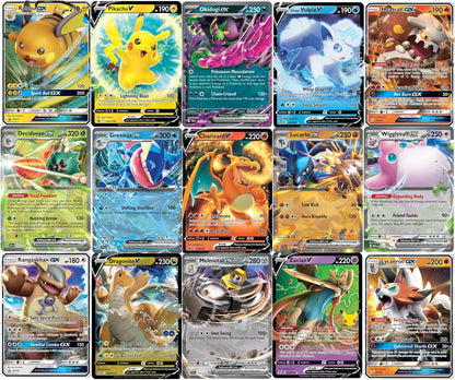 5 Ultra Rare Pokemon Card Lot - V, GX, EX, Standard Trading Size