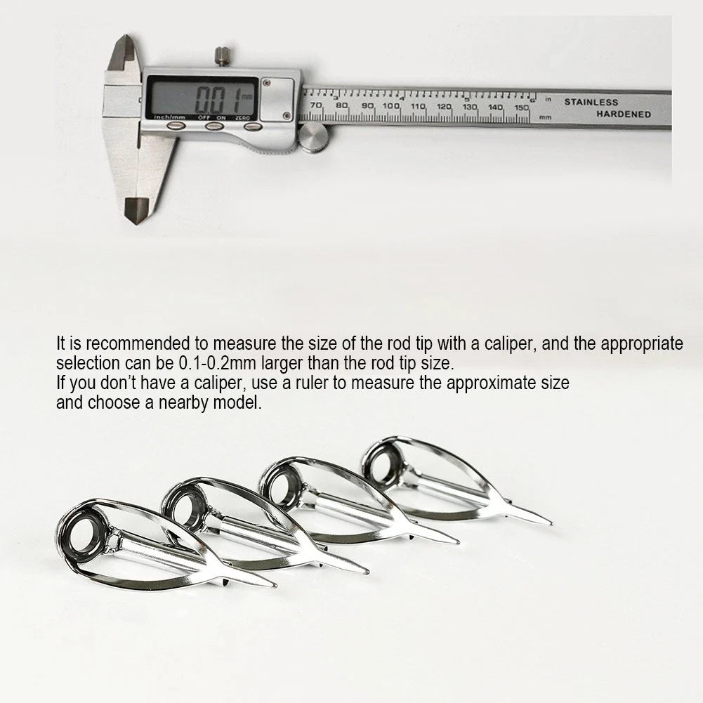 Set of 10 Silver Fishing Guides with Anti-Tangle Rod Tip Rings