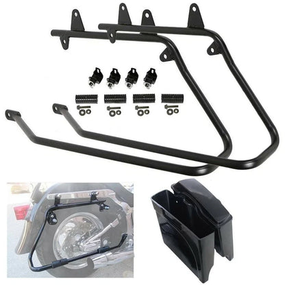 5" Stretched Extended Hard SaddleBags with Conversion Brackets for Harley Softail