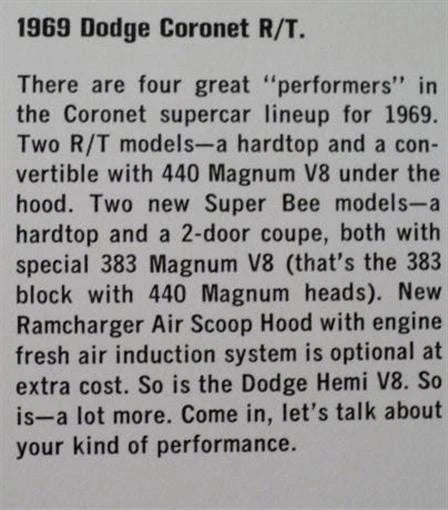 Set of 4 Mopar 1969 Dodge Scat Pack Post Cards Dart Swinger Coronet RT