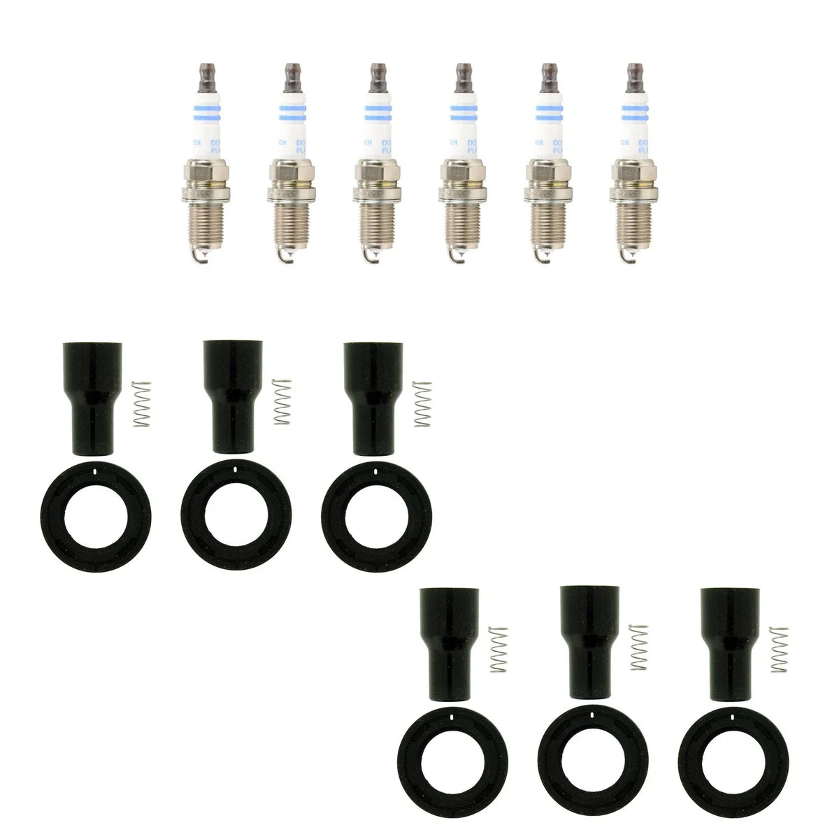 Set of 6 Bosch Double Platinum Spark Plugs & NGK Coil Boots for Avalon Camry ES300 (1995–2006)