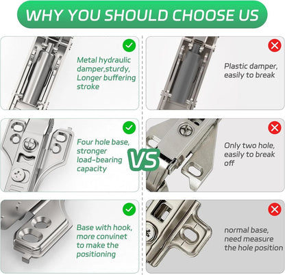 2 Pairs Full Overlay Soft Close Cabinet Hinges for Face Frame (3/4 inch)