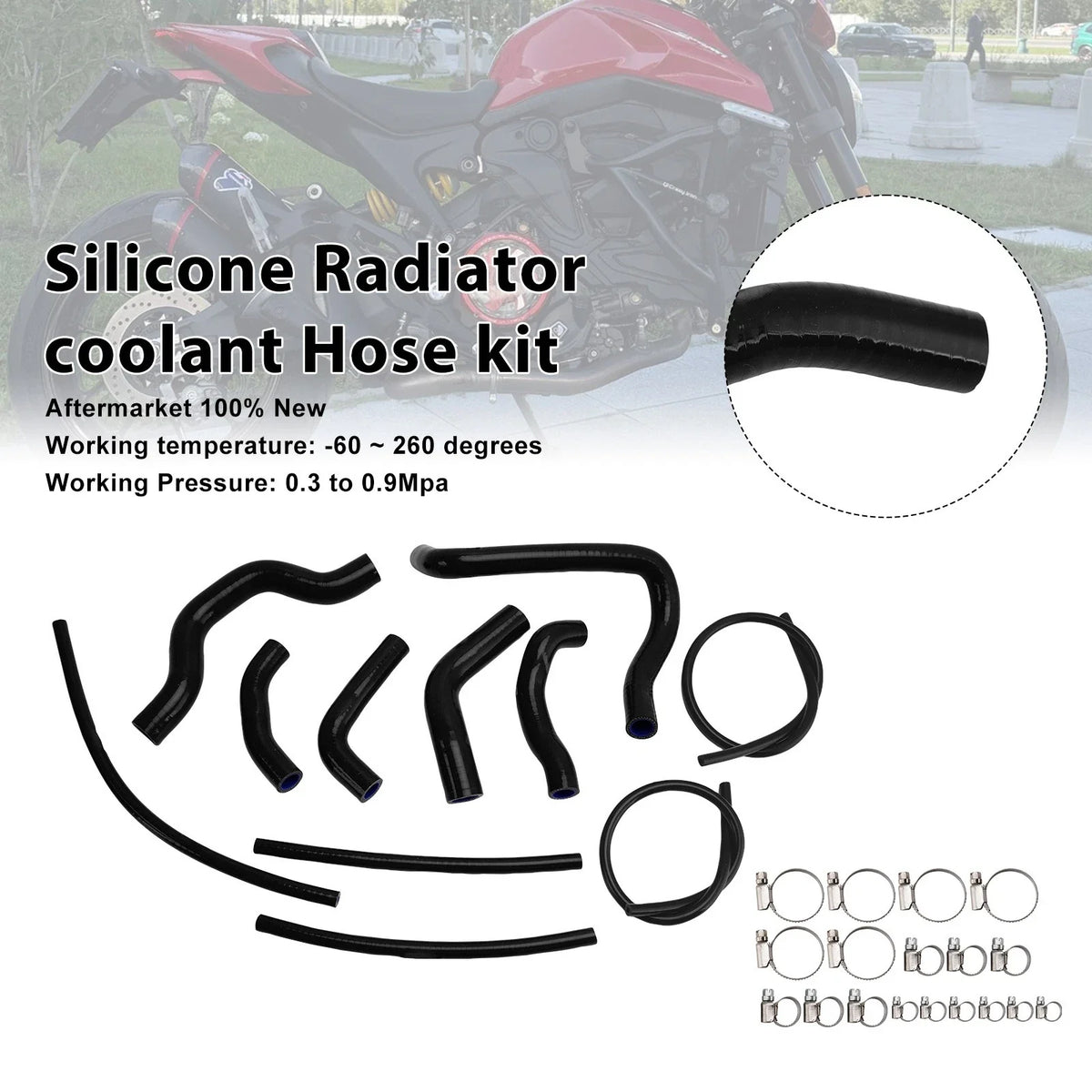 Silicone Radiator Coolant Hose for Ducati Monster 937 (2021–2025)