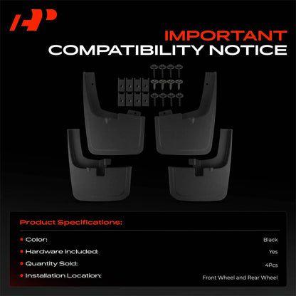 Set of 4 Splash Guard Mud Flaps for Ford F-150 (2015–2020) FL3Z16A550AA, FL3Z16A550BA