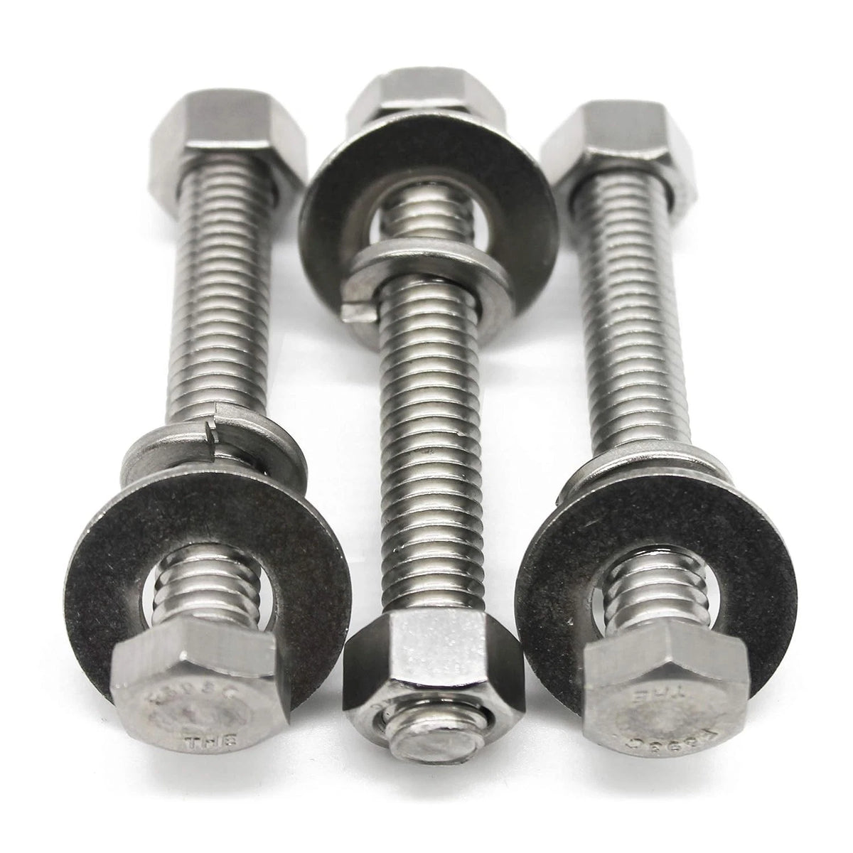 Set of 5 Stainless Steel 3/8" Hex Head Bolts - Fully Threaded Grade 8