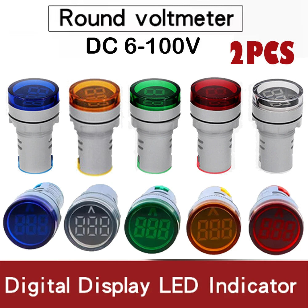 2X Mini LED Voltmeter Digital Display Voltage Meter DC 6-100V