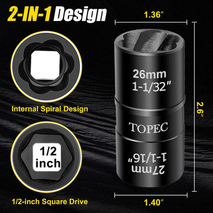 26mm x 27mm Flip Lug Nut Extractor for Automotive