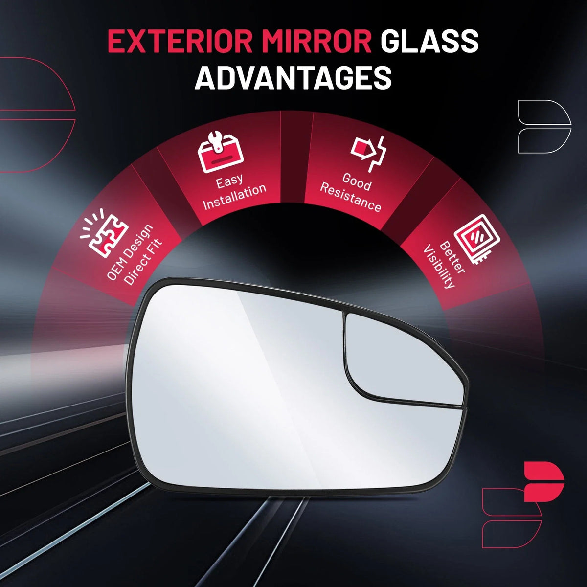 Heated Door Mirror Glass Passenger Side for Ford Fusion (2013–2020)
