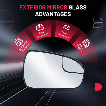Heated Door Mirror Glass Passenger Side for Ford Fusion (2013–2020)