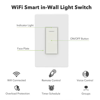 4X WiFi Smart In-Wall Light Switch Timer for Alexa & Google