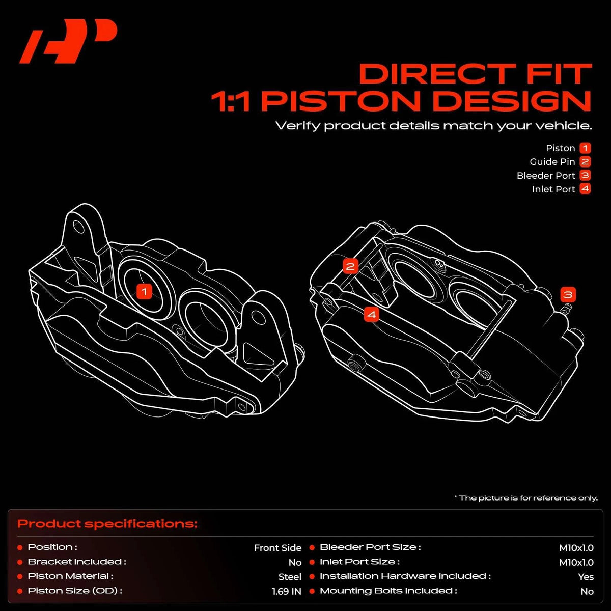 2X Front Disc Brake Caliper for Toyota Tacoma (1995–2004) 4775004040, 4775035100