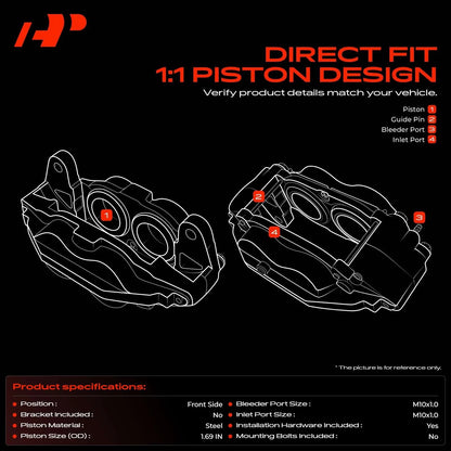 2X Front Disc Brake Caliper for Toyota Tacoma (1995–2004) 4775004040, 4775035100