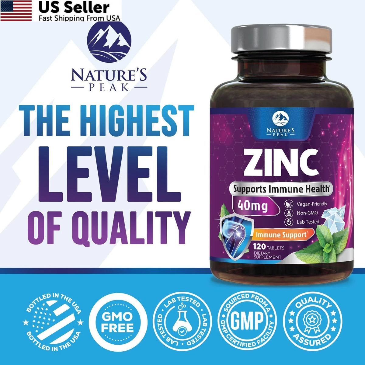 Zinc Supplements 40mg - 120 Count (Pack 1)
