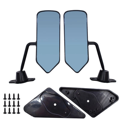 2X Universal F1 Style Racing Rearview Side Wing Mirrors Convex Glass Black
