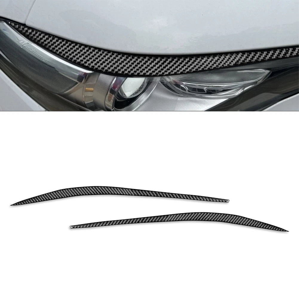 Headlight Eyebrows Trim for Alfa Romeo Giulia (2015–2024) Carbon Fiber Black
