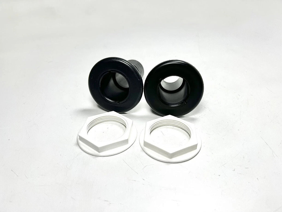 Set of 2 Thru Hull 1.5in Black Plastic for TH Marine TH-1500-DP