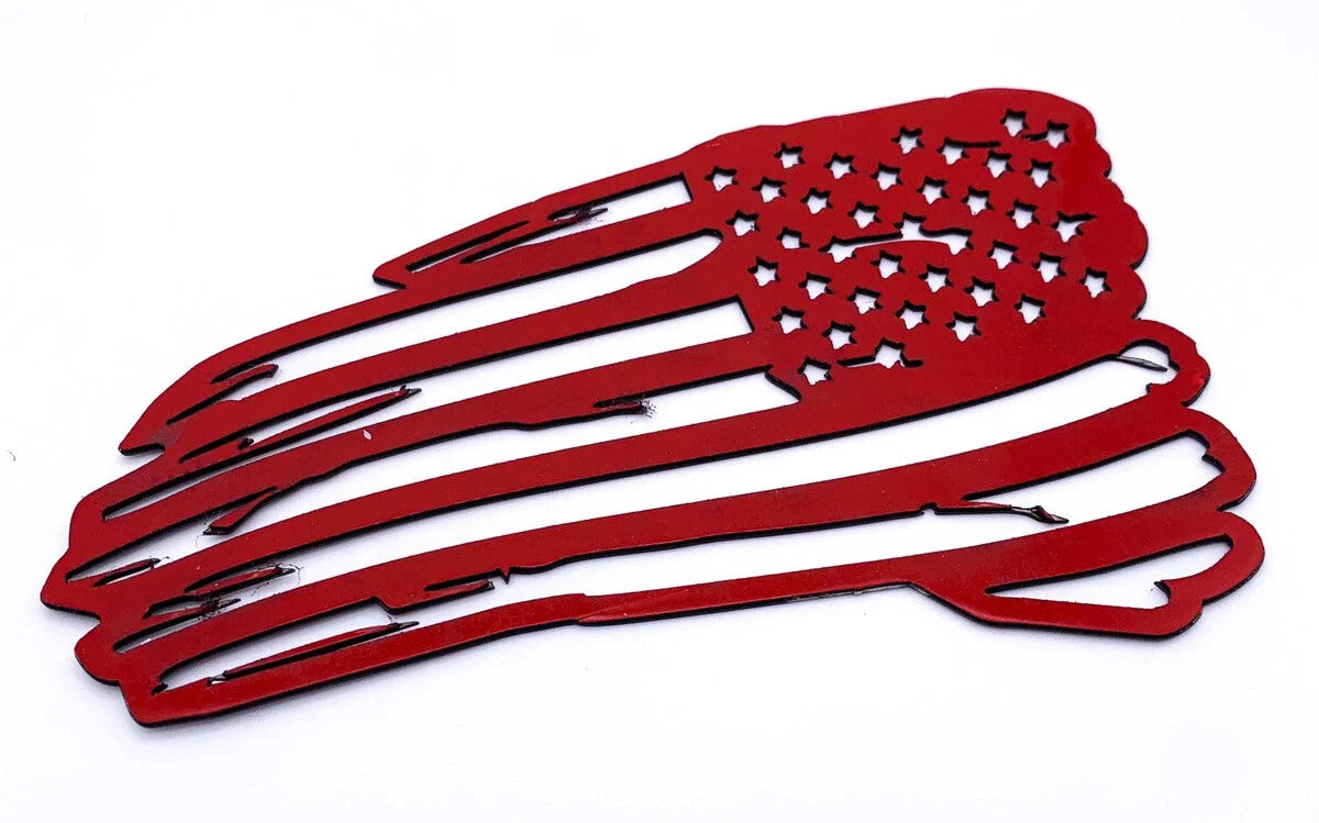 Distressed American Flag Decal Emblem Brushed Stainless Steel for Jeep Wrangler (2007–2018)