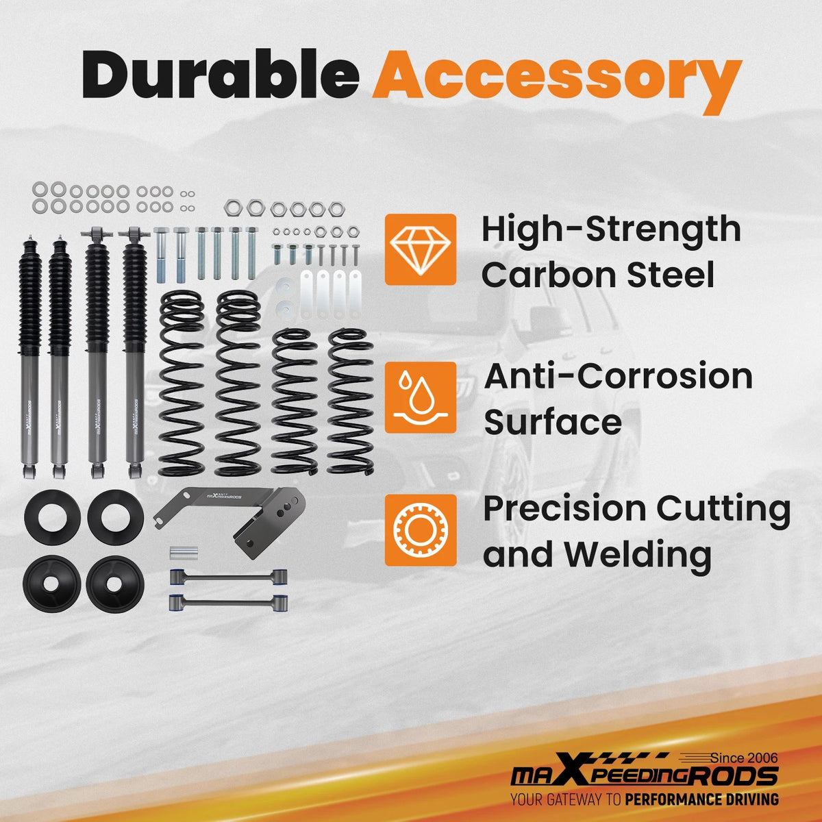 3.25" Lift Kit with Shocks for Jeep Wrangler JK 4-Door (2007–2018) - 6DTCZA