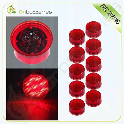 Pack of 10 Red 9LED Clearance Light for Truck Trailer (Sealed, 2" Round)