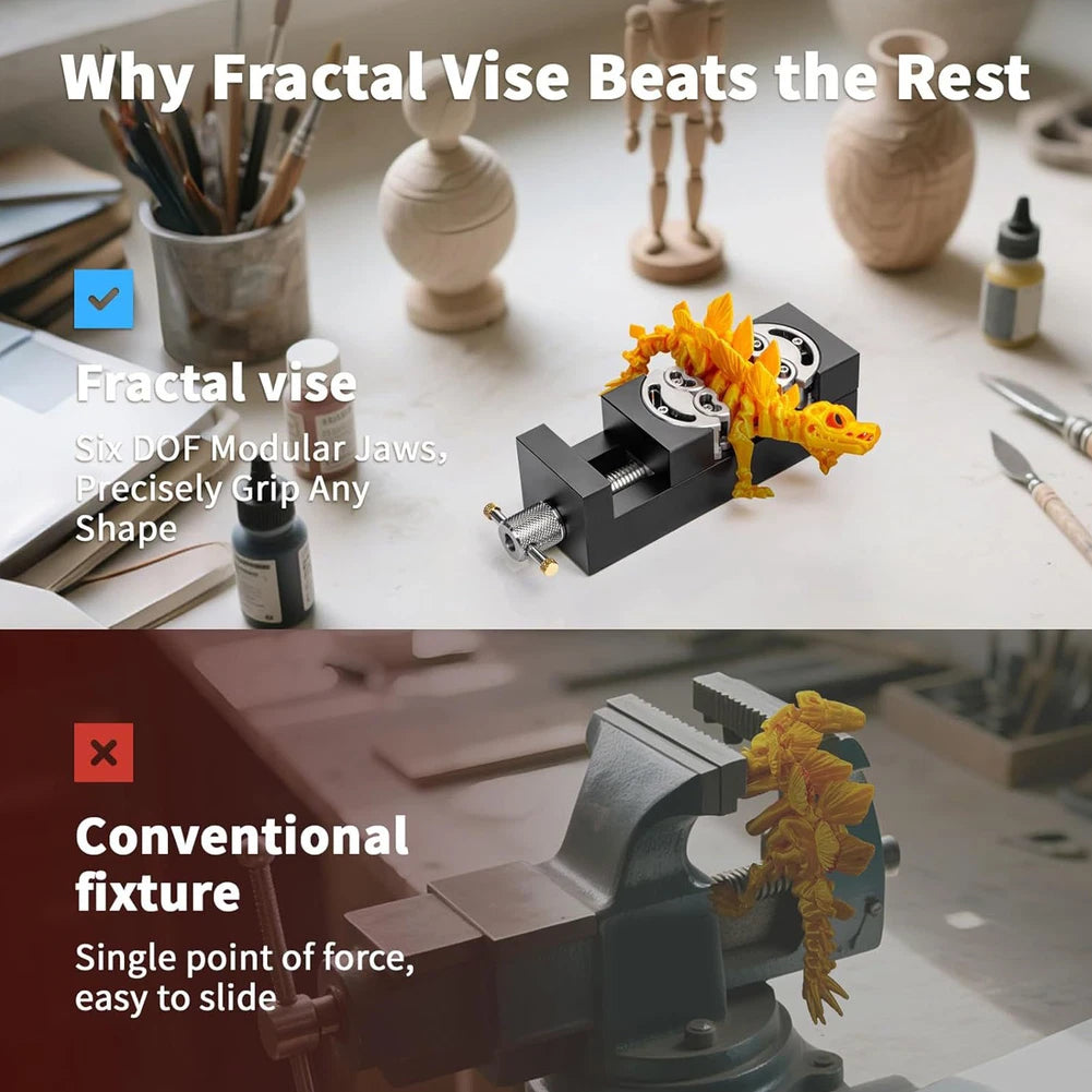 Compact Fractal Vise for Aluminum Body and Stainless Steel Components