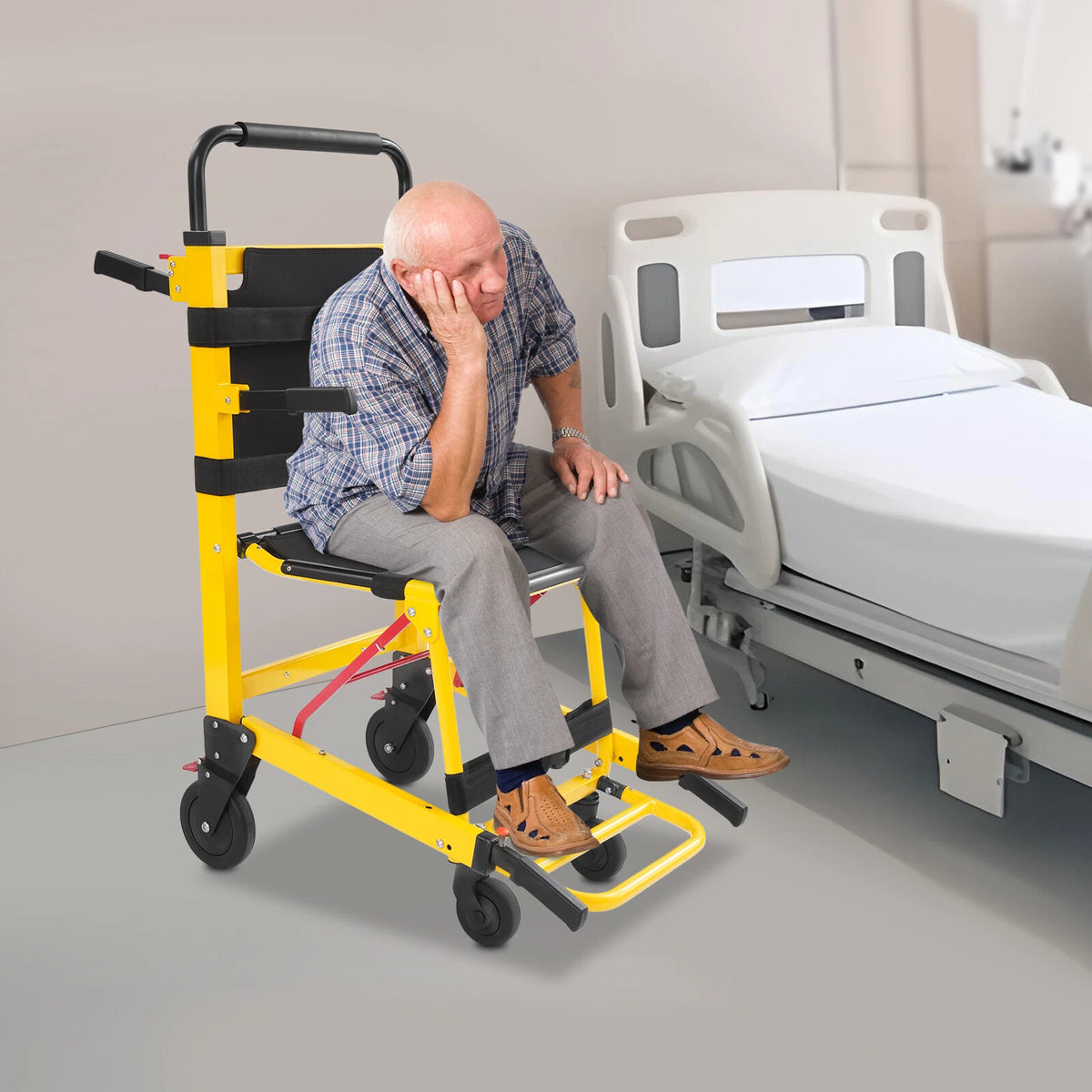 Folding 4-Wheel Evacuation Chair for EMS Medical Emergency Patient Transfer