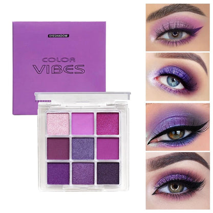 Eyeshadow Palette for Makeup (Pack of 1) - 9 Colors, Purple