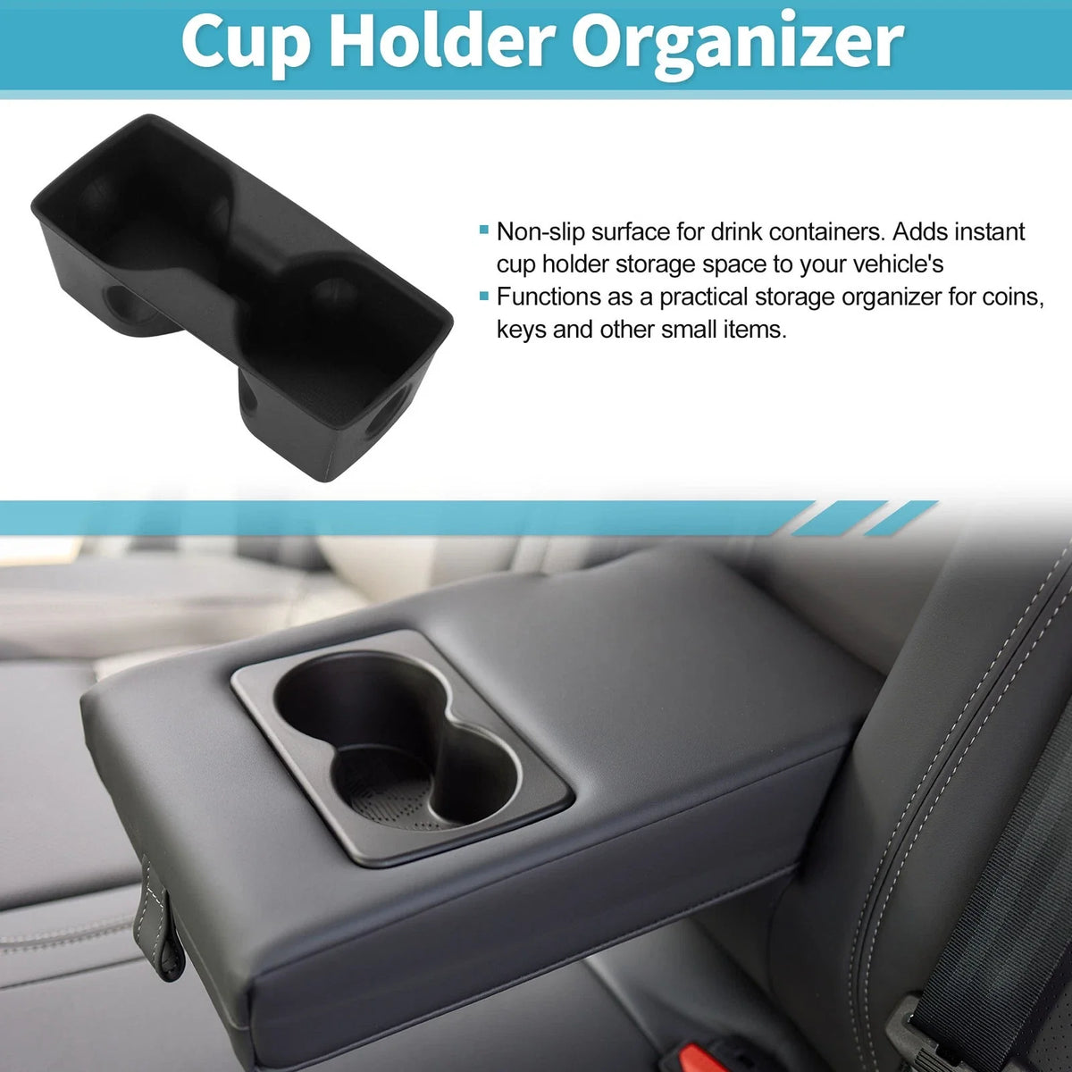 Rear Seat Center Armrest Cup Holder Organizer for Toyota RAV4 (2019–2021) TPE