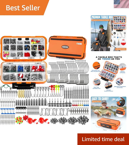 343-Piece Fishing Gear Kit with Stainless Steel Hooks & Tackle Box