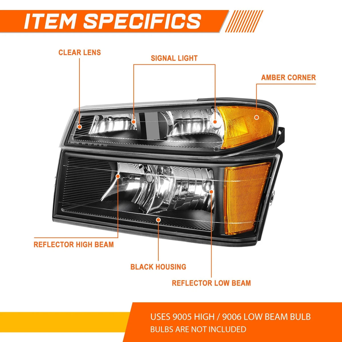Bumper Headlight Lamps for Chevy Colorado/GMC Canyon (2004–2012)