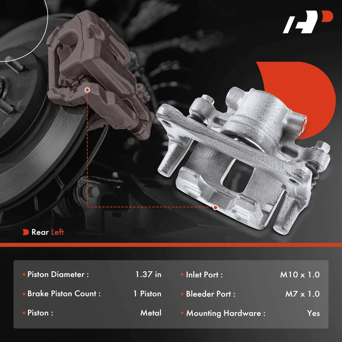 Rear Left Brake Caliper for Jeep Compass Patriot (2007–2017)
