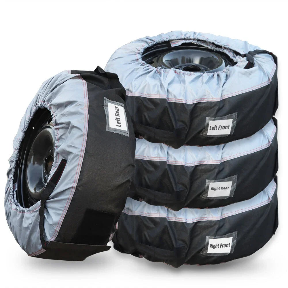 Set of 4 Tyre Bags for Black 420D and 600D with Handheld Dust Cover