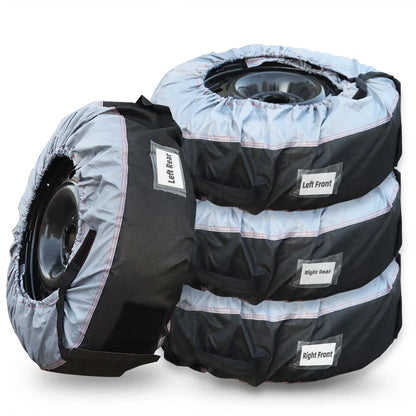 Set of 4 Tyre Bags for Black 420D and 600D with Handheld Dust Cover
