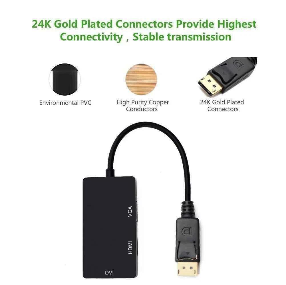 Mini Display Port DP to HDMI DVI VGA Adapter for Macbook Pro (2K)