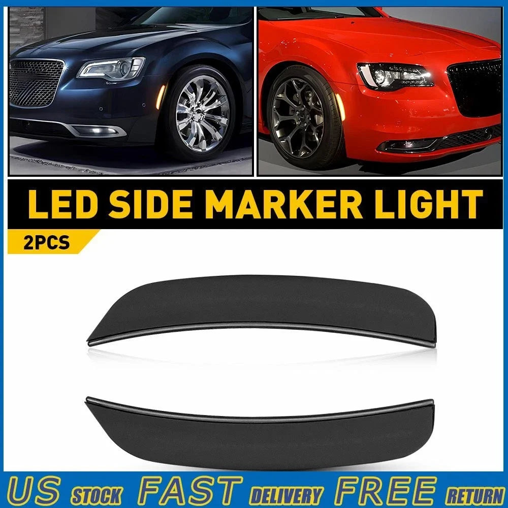 2X Front LED Side Marker Light for Chrysler 300 (2015–2023) Amber Smoke