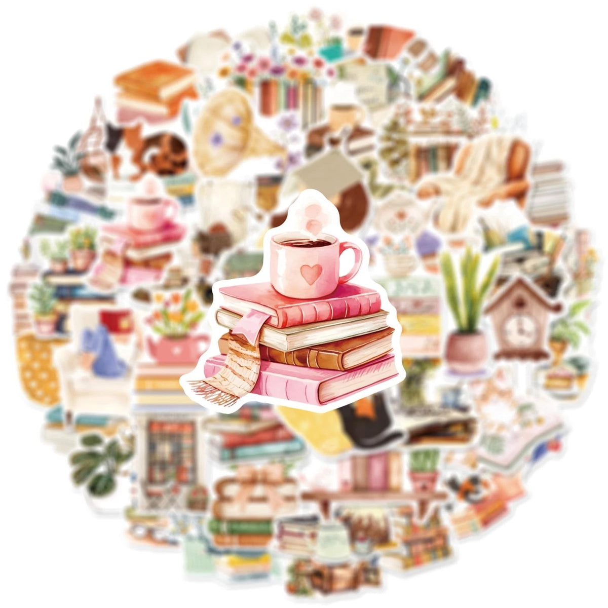 50pcs Realistic Bookish Stickers for Adults Reader (Aesthetic White)