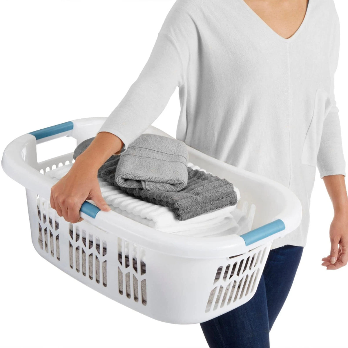 XL Hip-Hugger Laundry Basket for Rubbermaid (2.1-Bushel, White)