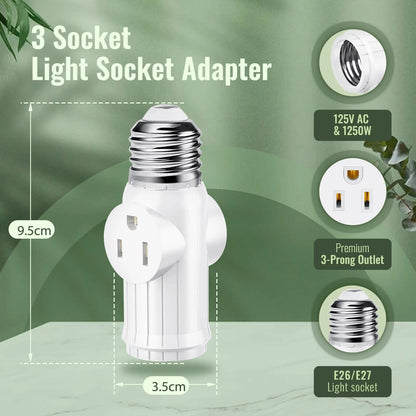 2 Packs Light Bulb Plug Adapter E26 E27 Socket for Various Applications