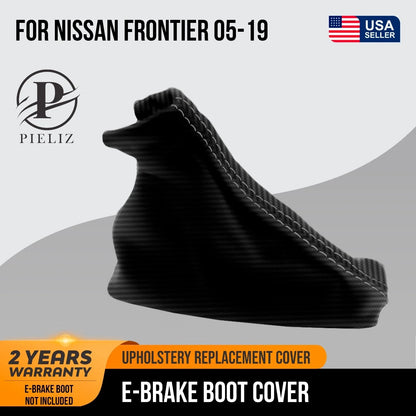 E Brake Boot Cover for Nissan Frontier (2005–2019) Gray Stitch PVC Carbon