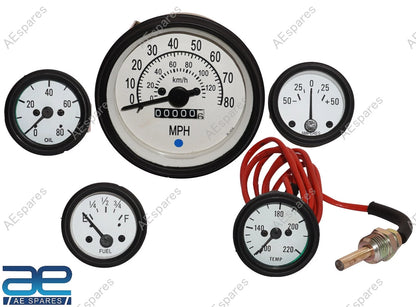 Gauge Kit for Willys Jeep MB GPW CJ (Speedometer MPH KPH Temp Oil Fuel Amp)