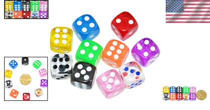 10-Pack of 16mm Acrylic Transparent D6 Dice for Tabletop Games