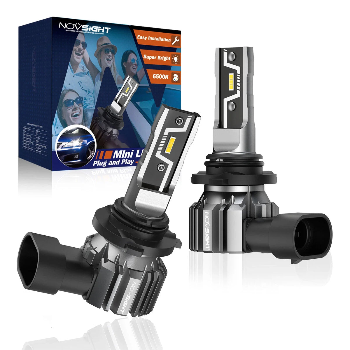 H11 LED Headlight Bulbs for NOVSIGHT (6500K, 10000LM, 50W)