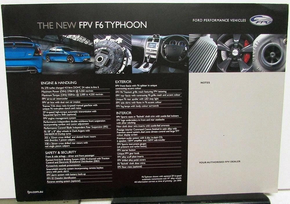 Turbo Data Card for 2006 Ford FPV F6 Typhoon