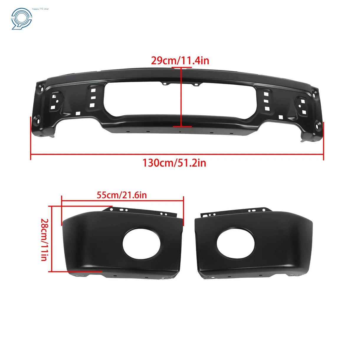 Front Bumper for Ford F150 (2009–2015) W/ Fog Light Hole, Black Steel