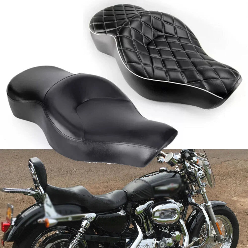Black Driver & Rider Passenger Seat for Harley Sportster Iron 883 XL 1200 (2004–2023)