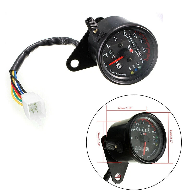 Dual Speedometer Odometer Gauge for Universal Motorcycle - LED Backlight