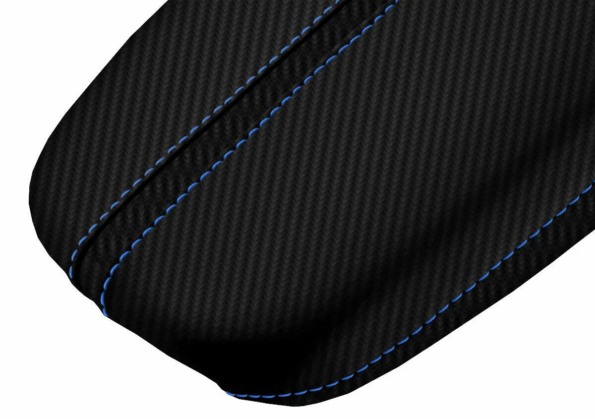 Console Lid Armrest Cover for Acura TLX (2015–2020) Carbon Fiber Blue Stitch