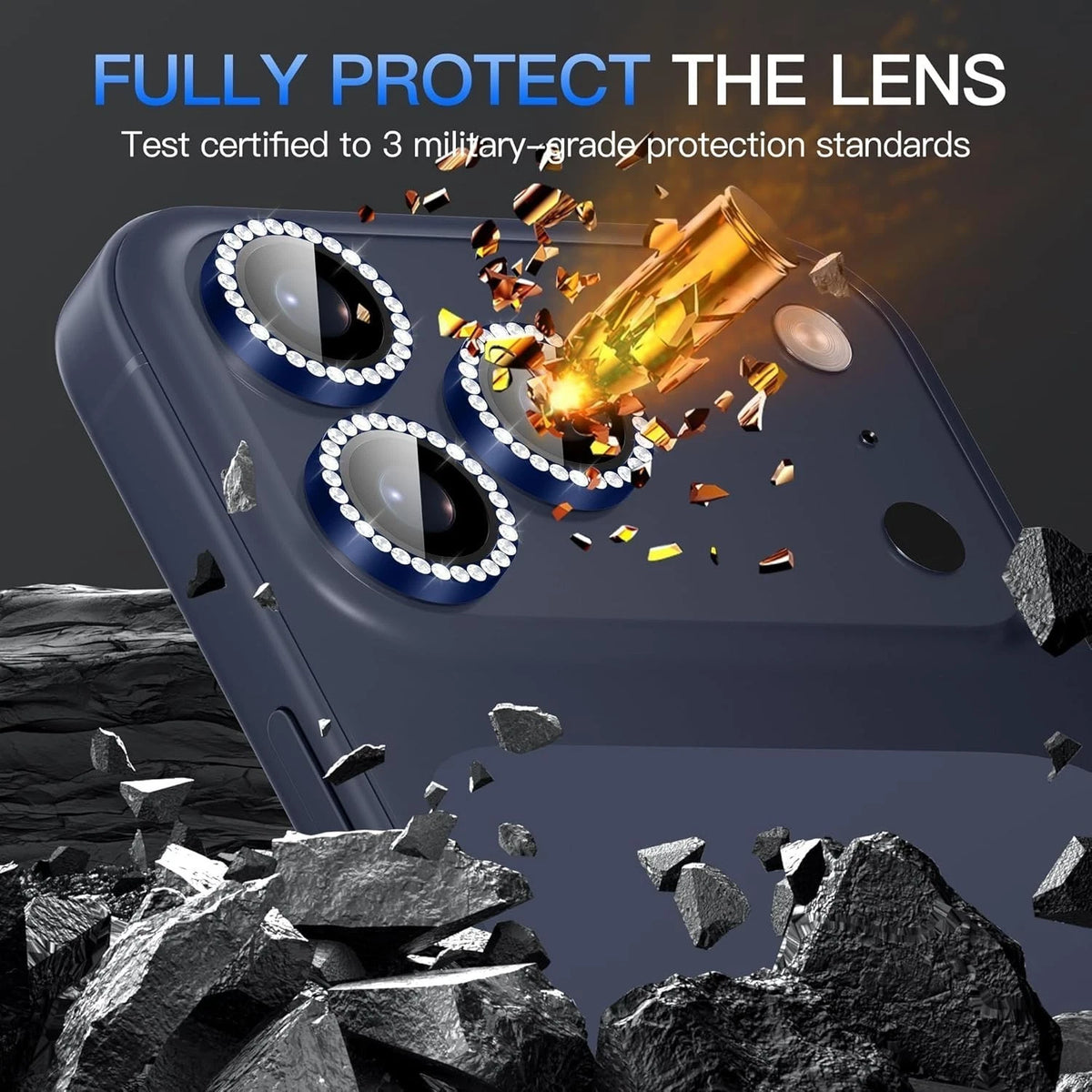 Camera Lens Protector for iPhone 17/17 Pro/Pro Max (2023) - Glitter Bling Metal Ring