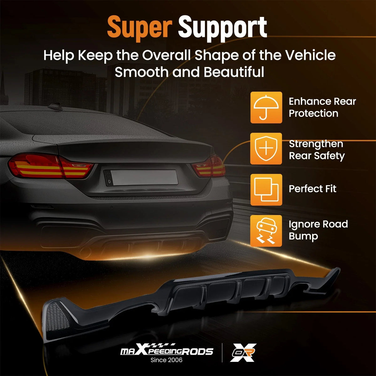 Gloss Black Rear Lip for BMW 4 Series F32 F33 F36 (2014–2018) PP