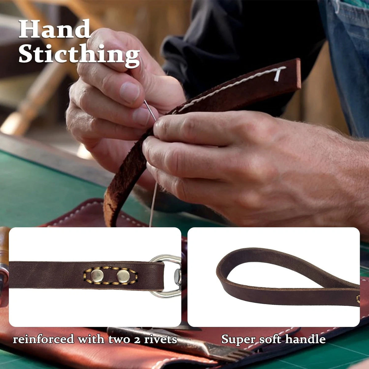 6ft Heavy Duty Leather Dog Leash for Dogs