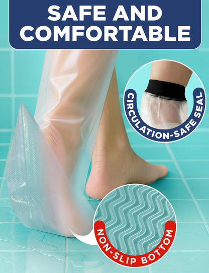 100% Waterproof Cast Covers for Shower Leg - Half Leg, Clear